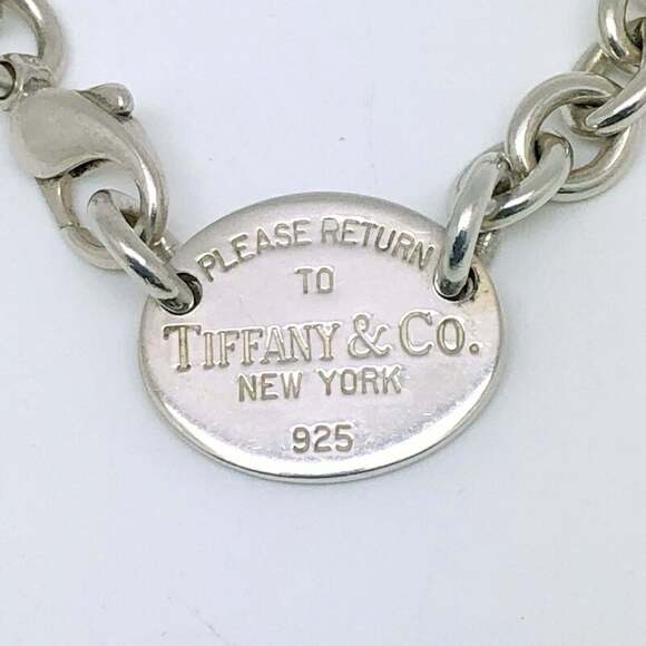 TIFFANY & Co. Return to Tiffany Necklace Choker PRTT Chain Sterling Silver 92...